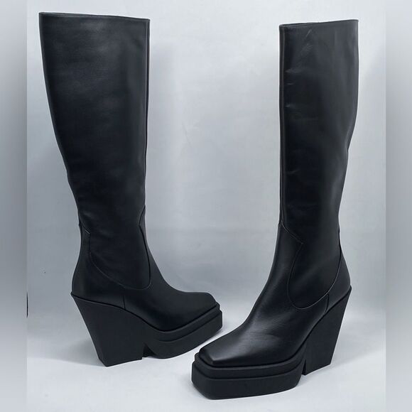 Gia Borghini  Texan Leather Platform Knee-High Boots size 37 - Picture 8 of 13
